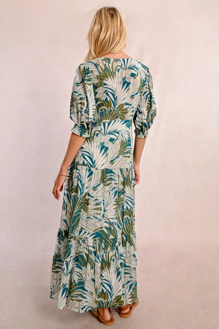 Longue robe portefeuille à volants