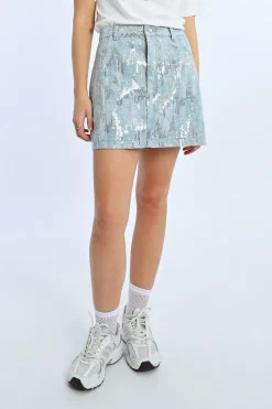 Mini-jupe en jean et sequins