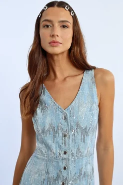 Mini-robe en jean et sequins