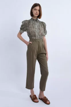 Pantalon à pinces en lin