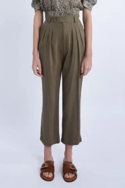Pantalon à pinces en lin