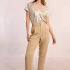 Pantalon carotte en lin