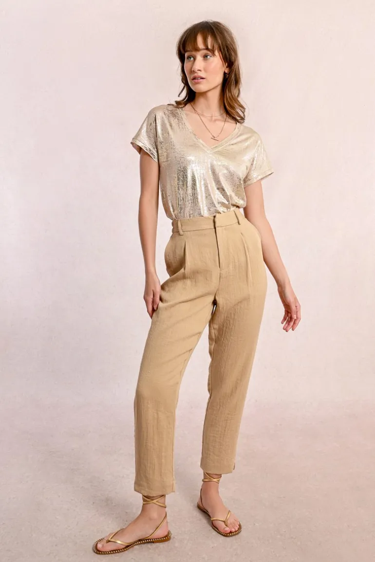 Pantalon carotte en lin