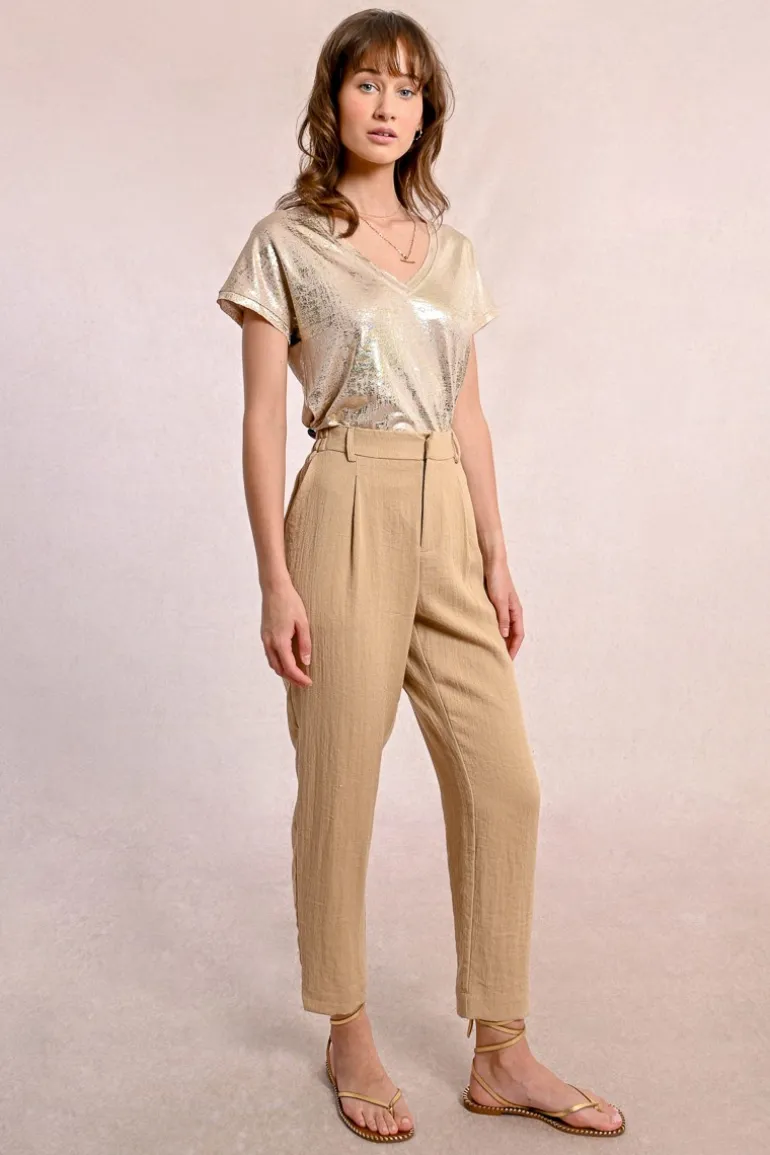 Pantalon carotte en lin
