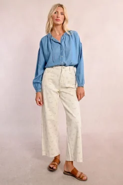 Pantalon droit à motif