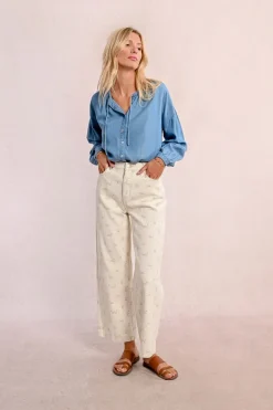 Pantalon droit à motif