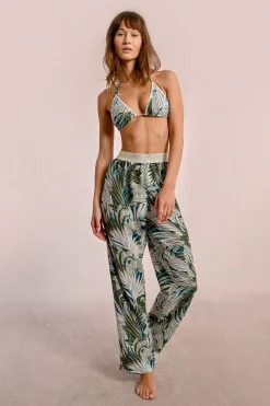 Pantalon fluide à imprimé tropical