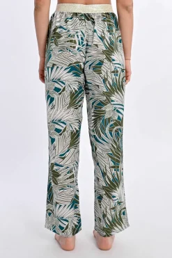 Pantalon fluide à imprimé tropical