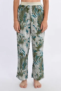 Pantalon fluide à imprimé tropical