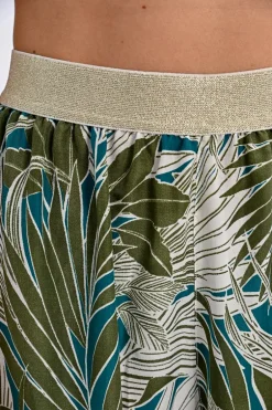 Pantalon fluide à imprimé tropical