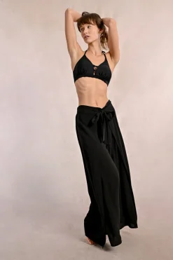 Pantalon fluide, ceinture à nouer