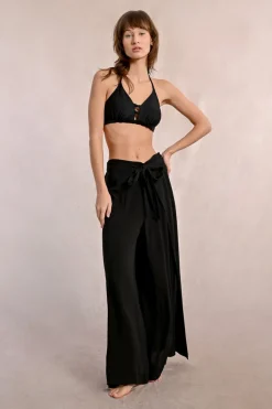 Pantalon fluide, ceinture à nouer