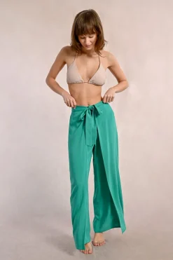 Pantalon fluide, ceinture à nouer