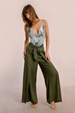Pantalon fluide, ceinture à nouer