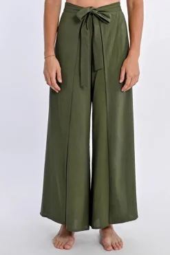 Pantalon fluide, ceinture à nouer