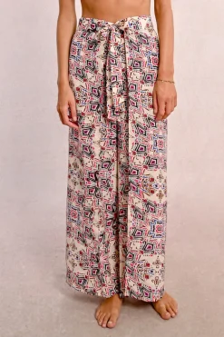 Pantalon fluide, imprimé ethnique