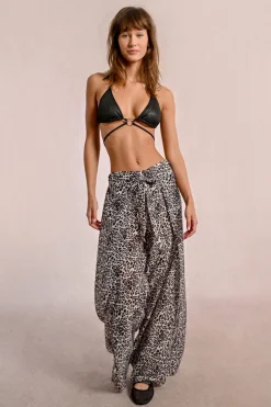 Pantalon fluide, imprimé léopard