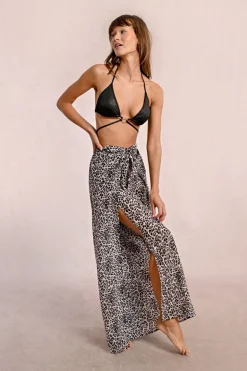 Pantalon fluide, imprimé léopard