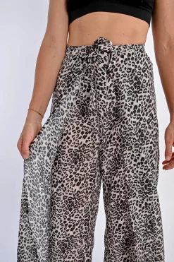 Pantalon fluide, imprimé léopard