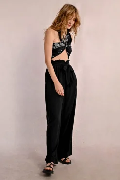 Pantalon large à la taille paper bag