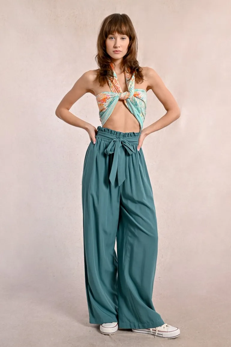 Pantalon large à la taille paper bag