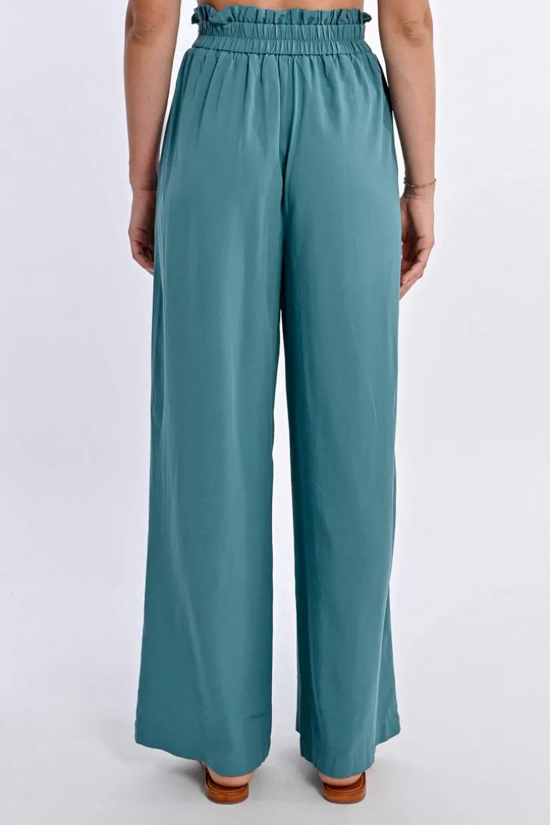 Pantalon large à la taille paper bag