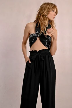 Pantalon large à la taille paper bag