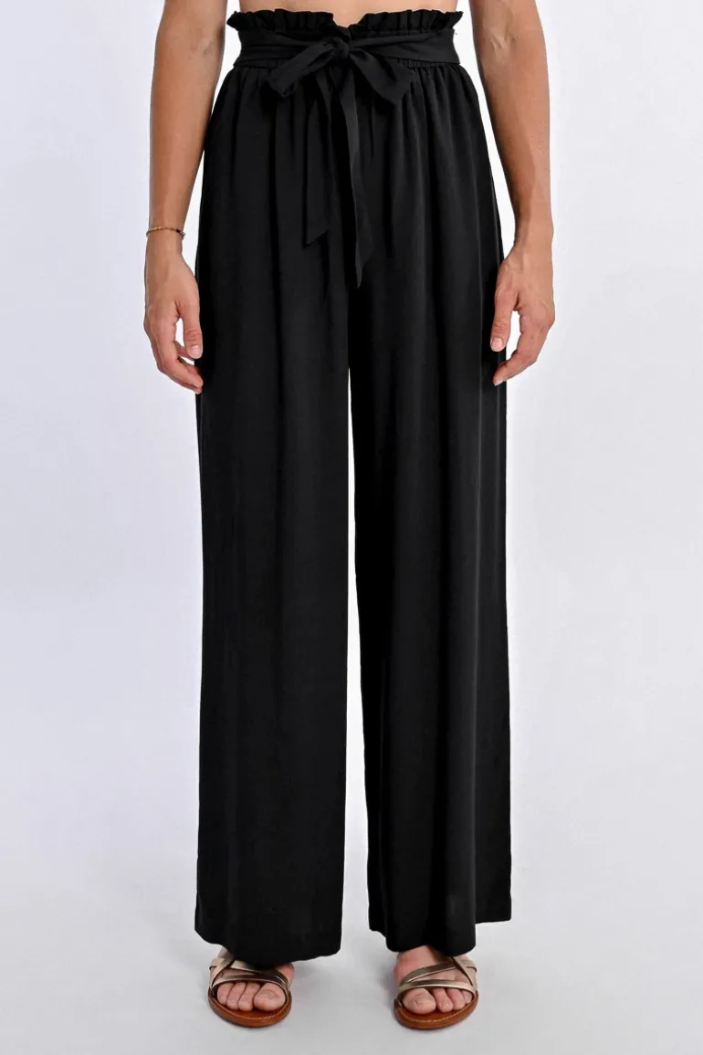 Pantalon large à la taille paper bag