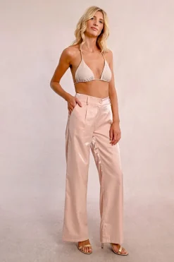 Pantalon large et satiné