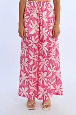 Pantalon large, taille haute smockée