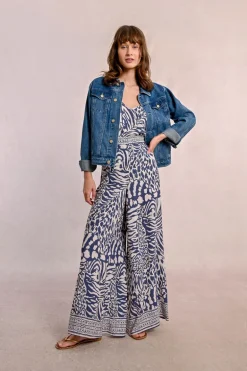 Pantalon large, zébré