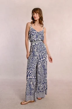 Pantalon large, zébré