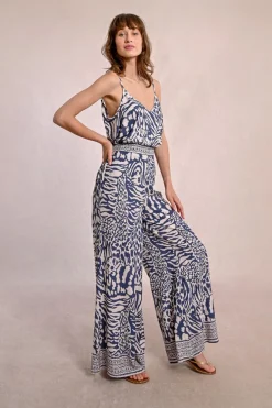Pantalon large, zébré