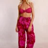 Pantalon taille extra-haute, imprimé floral
