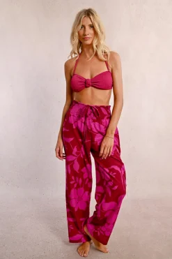 Pantalon taille extra-haute, imprimé floral