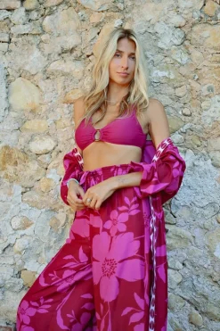 Pantalon taille extra-haute, imprimé floral