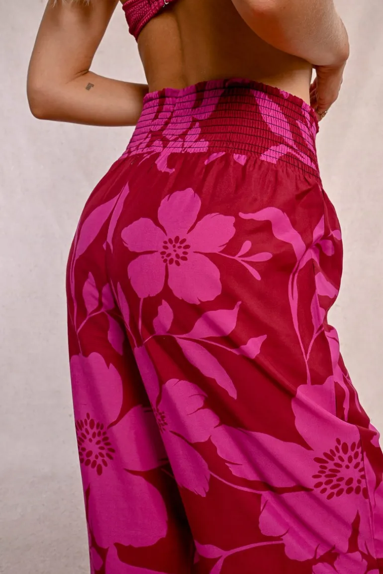 Pantalon taille extra-haute, imprimé floral