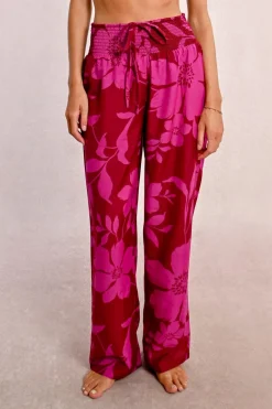 Pantalon taille extra-haute, imprimé floral