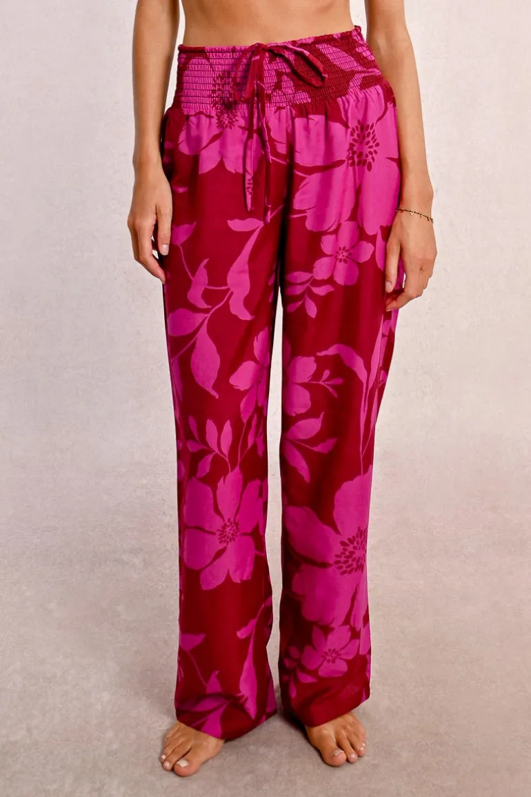 Pantalon taille extra-haute, imprimé floral