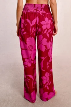 Pantalon taille extra-haute, imprimé floral
