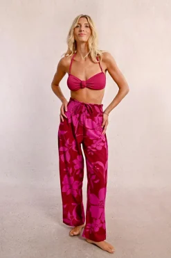 Pantalon taille extra-haute, imprimé floral
