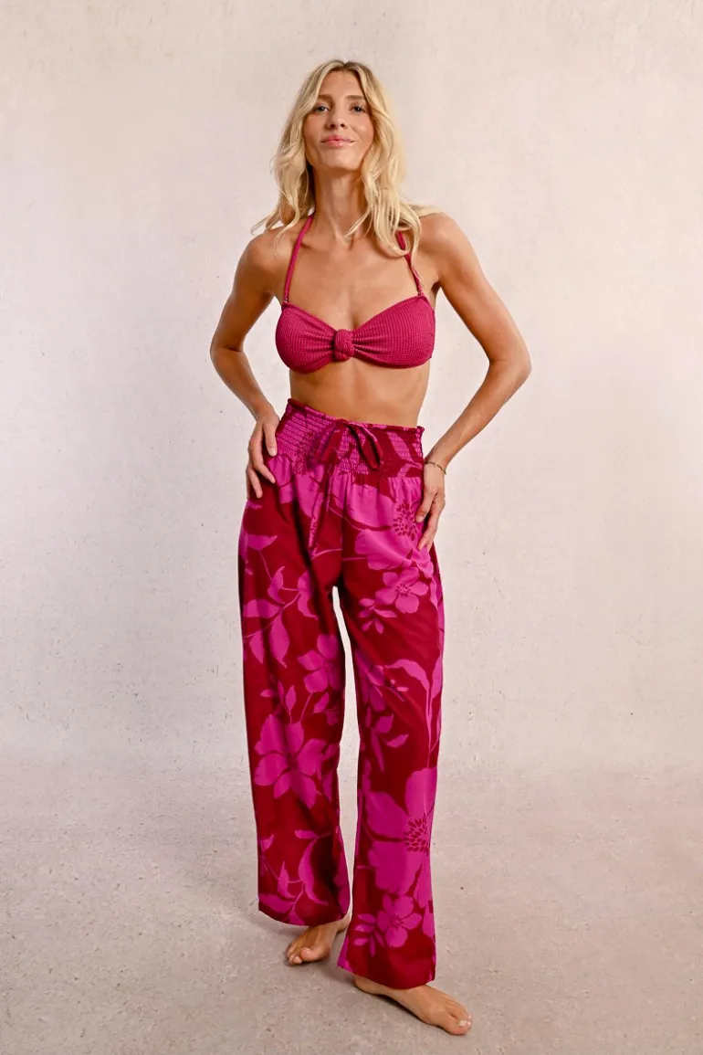 Pantalon taille extra-haute, imprimé floral