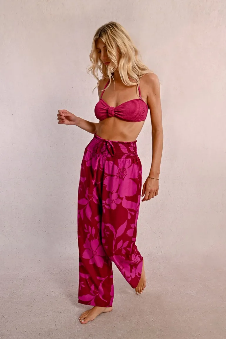 Pantalon taille extra-haute, imprimé floral