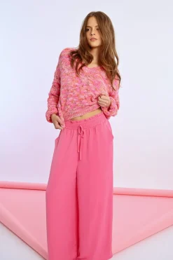 Pantalon taille haute, fluide