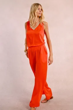 Pantalon taille haute, fluide