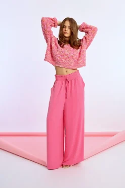 Pantalon taille haute, fluide