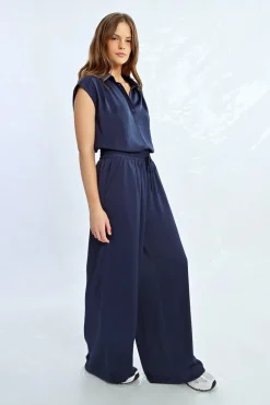 Pantalon taille haute, fluide