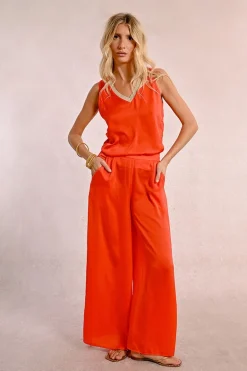 Pantalon taille haute, fluide