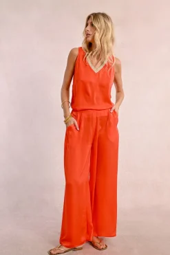 Pantalon taille haute, fluide