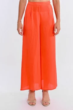 Pantalon taille haute, fluide